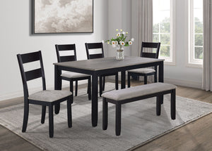 Lester - 6 Piece Dining Set With Bench - Light Gray