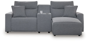 ModMax II - Salt And Pepper - Reclining Sectional Gray 3 Pc. Right Arm Facing Chaise Power Reclining Sectional With Storage Console