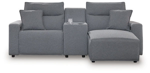 ModMax II - Salt And Pepper - Reclining Sectional Gray 3 Pc. Right Arm Facing Chaise Power Reclining Sectional With Storage Console