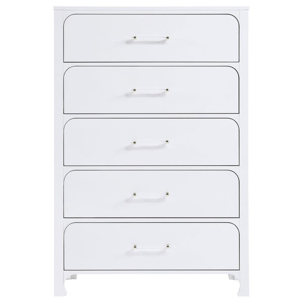 Anastasia - 5-Drawer Bedroom Chest - Pearl White