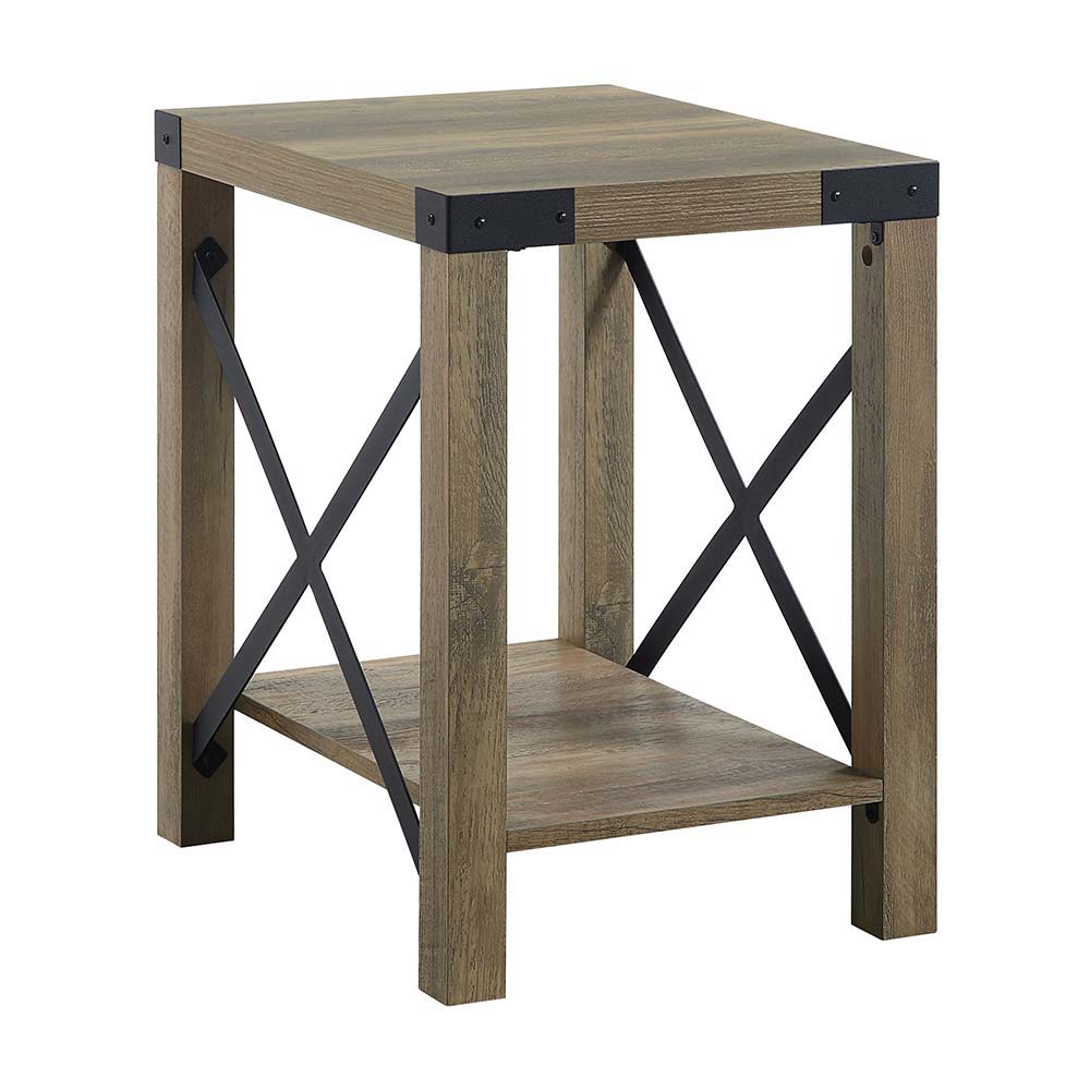 Abiram - End Table - Rustic Oak Finish