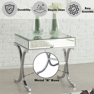 Yuri - End Table - Mirrored & Chrome