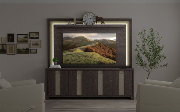 Ascent - 90" TV Console With Hutch And Back Panel - Dark Chocolate