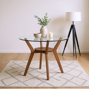 Oscar - Round Glass Dining Table Light Brown Counter Tables