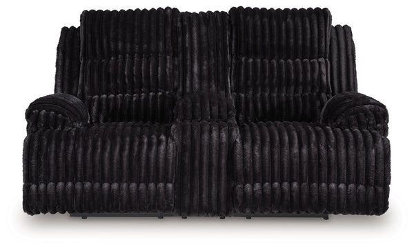 Rhine Falls - Double Reclining Power Loveseat With Console - Onyx