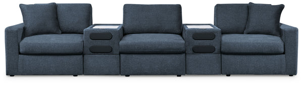 Modmax - Ink - Sectional Blue 5 Pc. Sectional With 2 Audio System Consoles