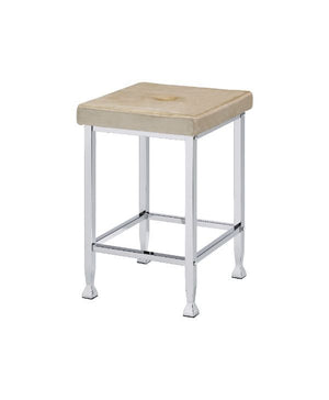 Raine - Counter Height Stool (Set of 2) - Beige Velvet & Chrome