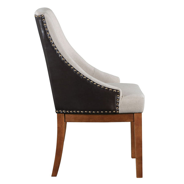 Gilsea - Fabric & Synthetic Leather Side Chair (Set of 2) - Beige & Brown Finish