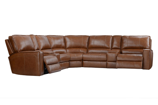 Rockford - 7 Piece Modular Power Reclining Sectional With Power Adjustable Headrests - Verona Saddle