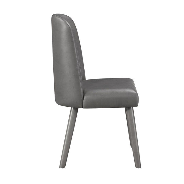 Waylon - Side Chair (Set of 2) - Gray Synthetic Leather & Gray Oak