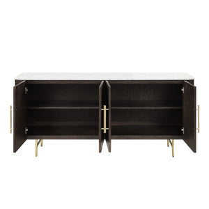 Clayten - Server - White Natural Marble Top & Espresso