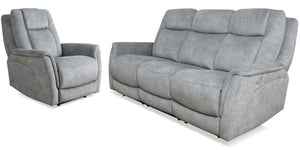 Linus - Power Reclining Sofa Set Hudson Gray 2 Pc. Sofa, Recliner