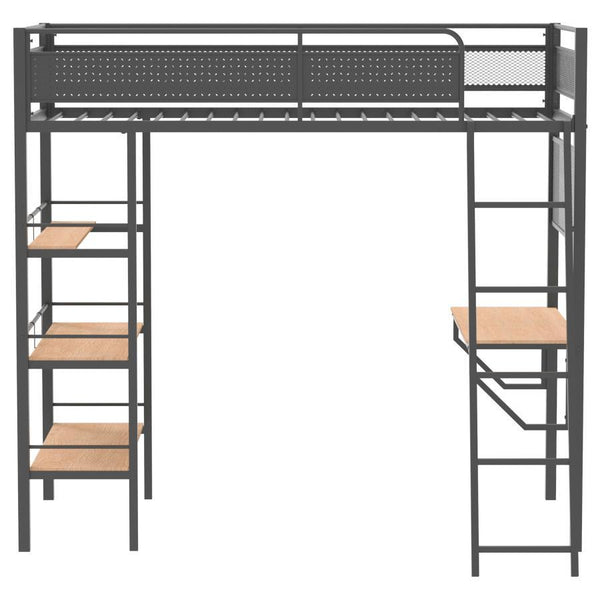 Campus - 3-Shelf Metal Twin Workstation Loft Bed