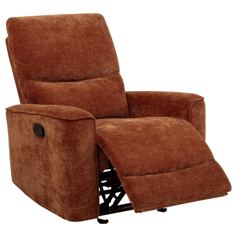 Navarro - Chenille Upholstered Glider Recliner Dark Brown