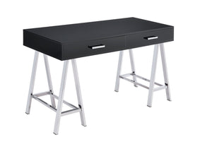 Coleen - Writing Desk - Black High Gloss & Chrome