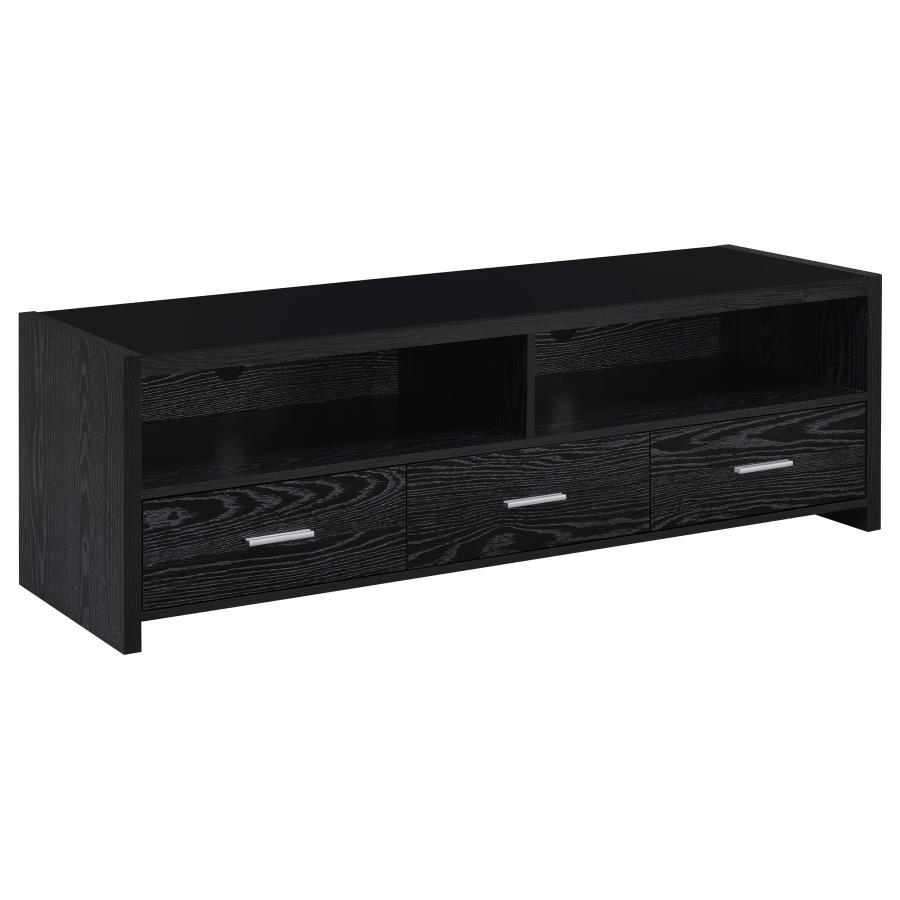 Alton - 3-drawer Black Oak TV Console Black 61"W x 18"D x 20"H