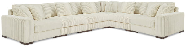 Lindyn - Sectional Beige 6 Pc. Sectional With 3 Armless Chairs
