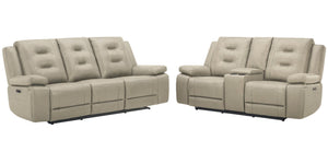 Caldwell - Power Reclining Sofa Set Tahoe Fog 2 Pc. Sofa, Loveseat