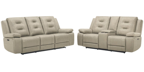 Caldwell - Power Reclining Sofa Set Tahoe Fog 2 Pc. Sofa, Loveseat