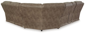 Ravenel - 3-Piece Power Reclining Sectional With Laf Power Reclining Loveseat With Console - Faux Leather - Fossil
