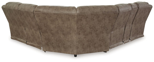 Ravenel - 3-Piece Power Reclining Sectional With Laf Power Reclining Loveseat With Console - Faux Leather - Fossil