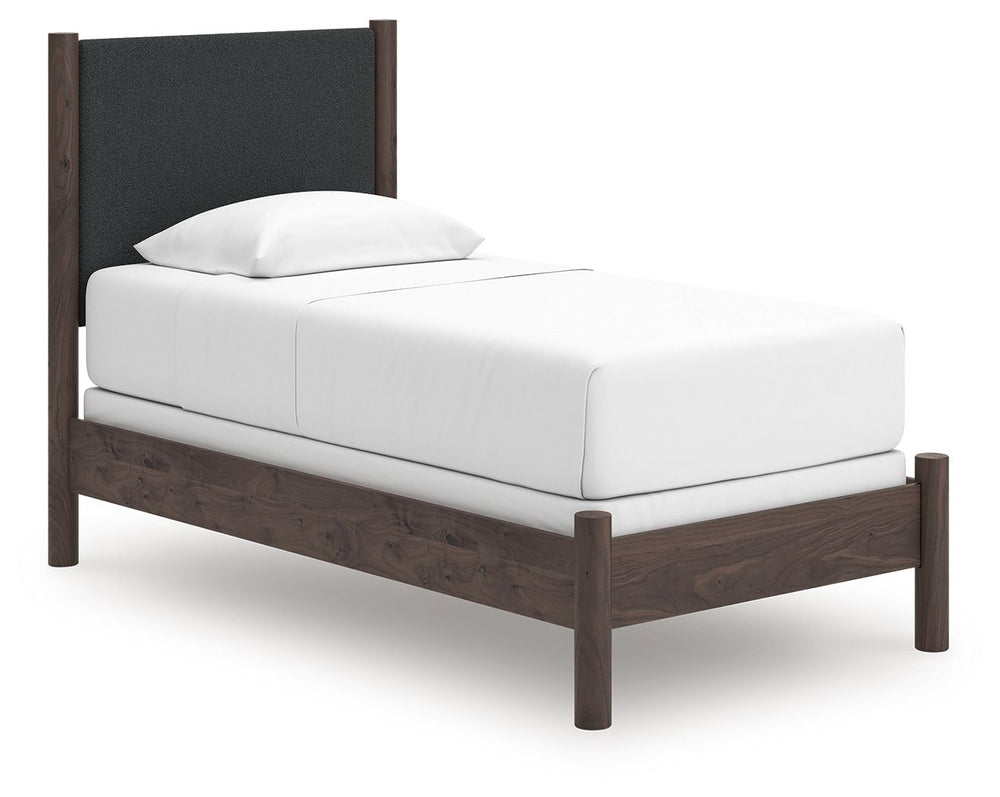 Pamytta - Upholstered Panel Bed Dark Brown