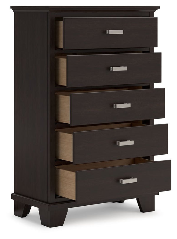 Covetown - Dark Brown - Five Drawer Chest