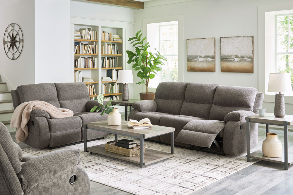 Scranto - Living Room Set Dark Gray 2 Pc. - Reclining Sofa, Reclining Loveseat