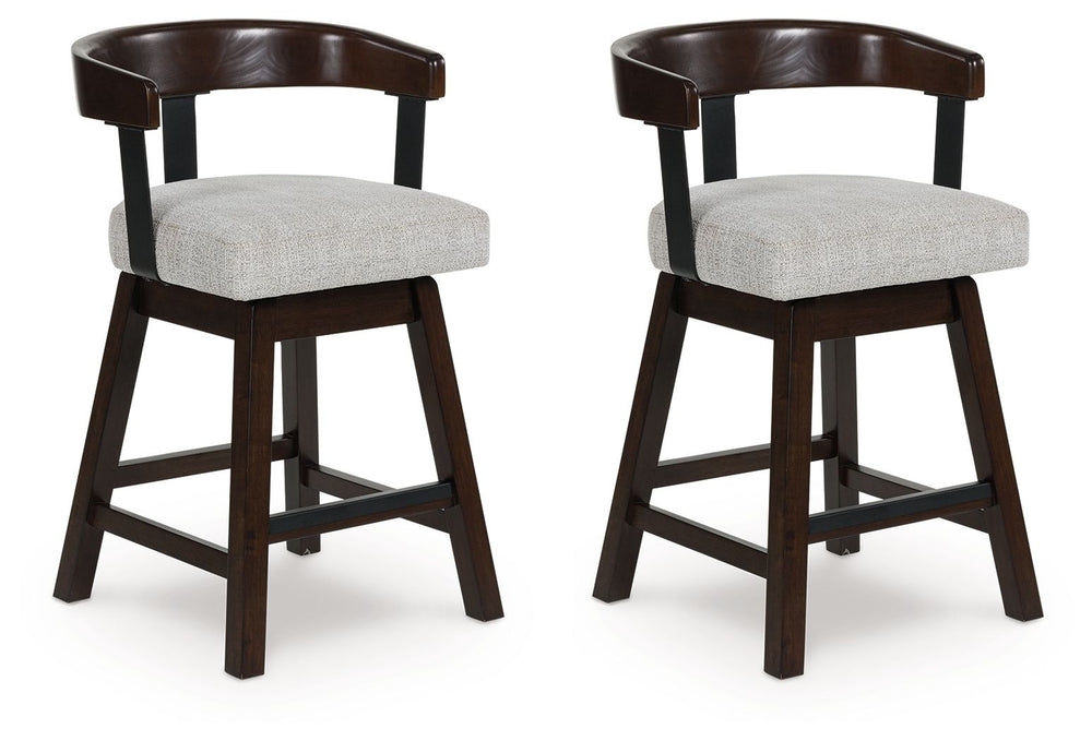 Haddigan - Upholstered Swivel Barstool (Set of 2) - Dark Brown