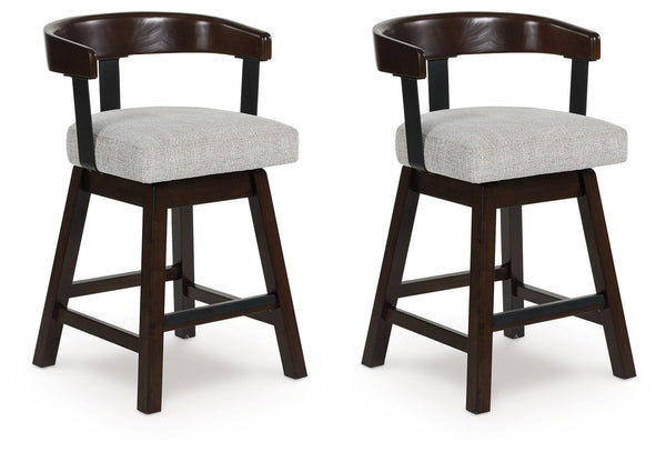 Haddigan - Upholstered Swivel Barstool (Set of 2) - Dark Brown