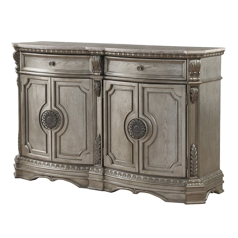 Northville - Server Antique Silver Marble Top