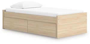 Onita - Platform Bed Light Brown Twin 1 Side Storage