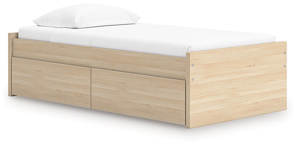 Onita - Platform Bed Light Brown Twin 1 Side Storage