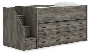 Frandern - Loft Bed Gray Twin 2 Drawer Storages