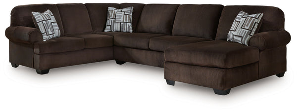 Kimlee - Sectional Dark Brown 3 Pc. Right Arm Facing Chaise Sectional