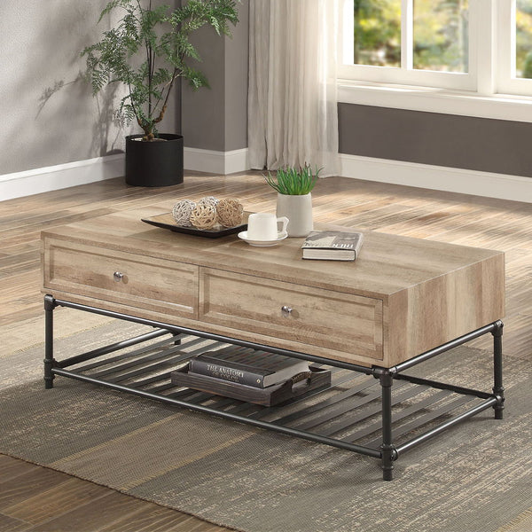 Brantley II - Table Oak & Sandy Black Coffee Tables