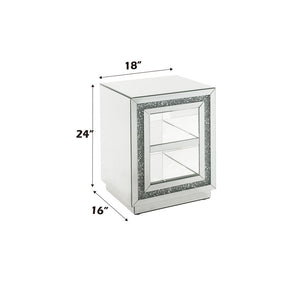Noralie - 24"H End Table With 2 Tier Shelf - Mirrored & Faux Diamonds