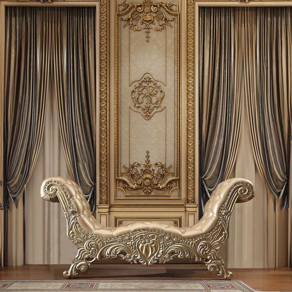 Vatican - Bench - Synthetic Leather, Light Gold & Champagne Silver
