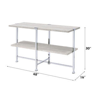 Brecon - Sofa Table - White Oak & Chrome