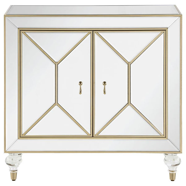 Lupin - 2-Door Mirrored Storage Accent Cabinet - Champagne