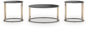 Hannerly - Occasional Table Set (Set of 3) - Black / Gold Finish
