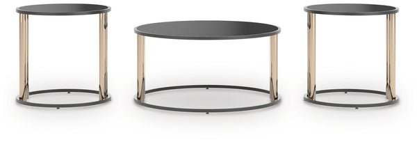Hannerly - Occasional Table Set (Set of 3) - Black / Gold Finish