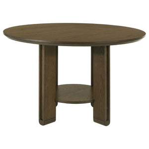Ottowa - Round Wood Dining Table With Shelf - Brown