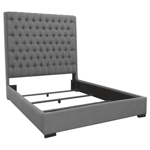 Camille - Upholstered Panel Bed Dark Gray