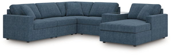 Modmax - Ink - Sectional Blue 6 Pc. Sectional With Raf Corner Chaise, Laf Corner Chair And Storage Console