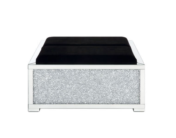 Noralie - Ottoman With Storage - Mirrored & Faux Diamonds