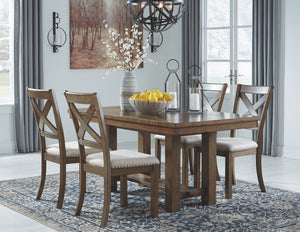 Moriville - Rectangular Dining Table Set Dark Gray 5 Pc. - Rectangular Dining Room Extension Table, 4 Upholstered Side Chairs