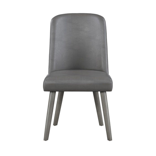 Waylon - Side Chair (Set of 2) - Gray Synthetic Leather & Gray Oak