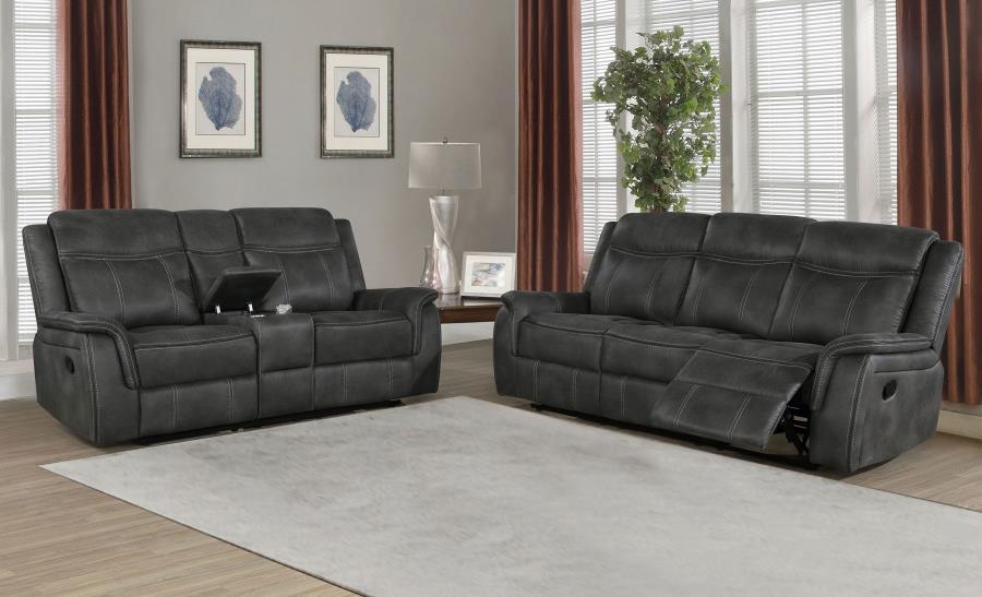 Lawrence - Upholstered Reclining Sofa Set Dark Gray 2 Pc. Sofa, Loveseat