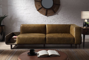 Blanca - Sofa - Chestnut Top Grain Leather & Rustic Oak